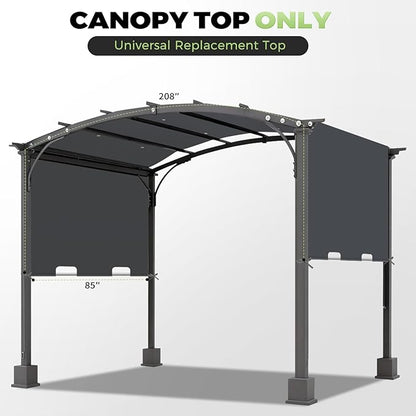 85'' x 208'' Universal Pergola Replacement Cover for Doubleton Steel Pergola L-PG080PST, Waterproof Sunshade Canopy Top for Patio Gazebo, Deck, Porch, Yard, Outdoor Cover Only (Grey)