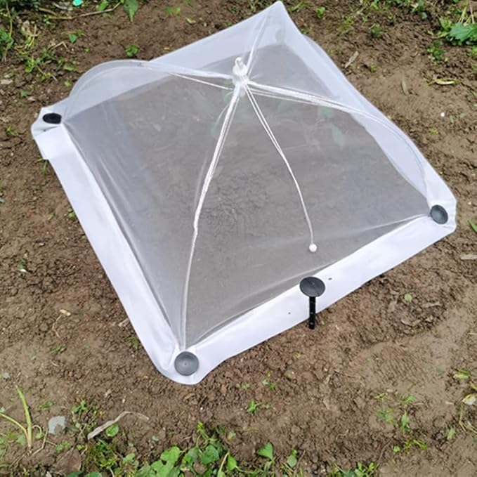 Costyle 4 Pack Plant Protectors from Animals Mesh Plant Cover for Strawberry Vegetables, 17 inch Plant Umbrella to Keep Animals Rabbits Out (Mesh, 17" x 17" x 8")