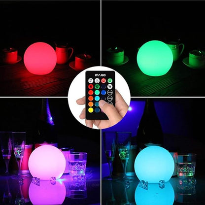 Mr.Go 6-inch LED Ball Light and 4-inch LED Cube Light Bundle, Remote Control, 16 RGB Colors 4 Modes, Dimmable, Rechargeable, Waterproof, Great as Night Light Mood Lamp Ambient Lighting Decorations
