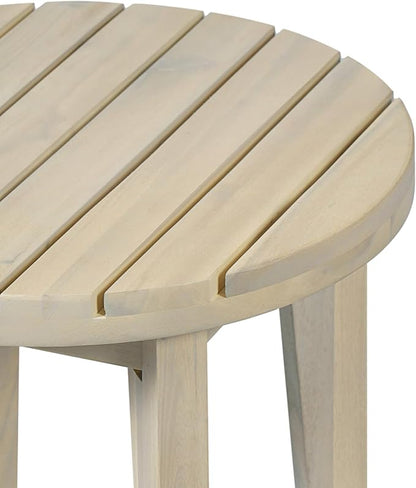 Christopher Knight Home Parker Acacia Wood Outdoor Coffee Table, Small Side Table for Patio Furniture Set, Solid Wood Round End Table for Patio/Deck/Garden, Light White