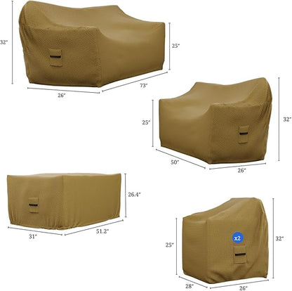 Covers & All Patio Furniture Cover, 5 Piece Outdoor Furniture Covers, Water-Repellent UV & Weather-Resistant Covers for Sofa, Loveseat, Chairs & Coffee Table