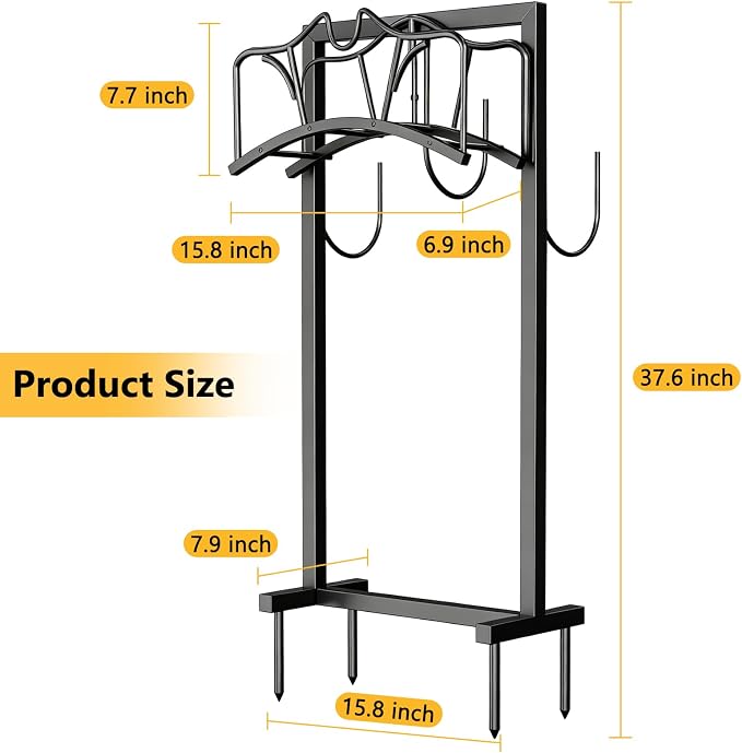 Garden Hose Holder Holds 2 x 150FT Hoses, Freestanding Hose Holder with 4 Spikes, Rustproof Water Hose Holder Storage for Outside Yard Lawn Farm