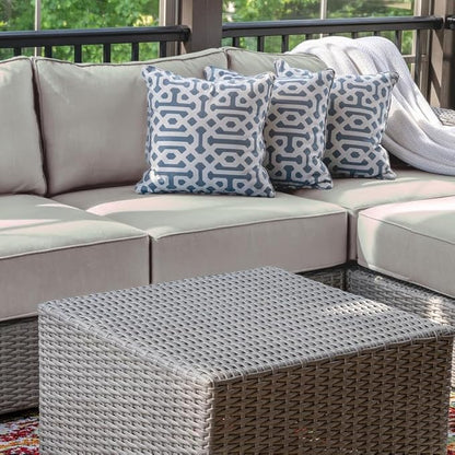 14 Piece Outdoor Patio Waterproof Cushion Covers, Fits 6-Seat Wicker Rattan Sectional Couch Chair Furniture Cover Replacement Set - Fade-Resistant Patio Cushion Covers with Zipper