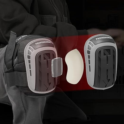 Professional Knee Pads for Work,Heavy Duty Thick Foam Knee Pads Tools, Knee Pad with Soft Gel Cushion for Construction, Work, Flooring, Gardening, Cleaning, Tiling,Gray