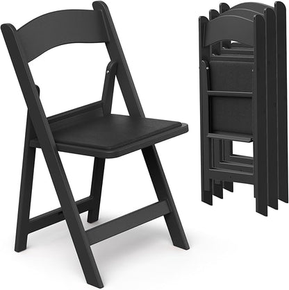 Nazhura Garden and Patio Folding Chair Set of 4 for Events and Wedding, Lightweight with Padded Seat, Water-Proof, Double Braced Frame, Non-Slip Feet, 900LB Capacity (Black)