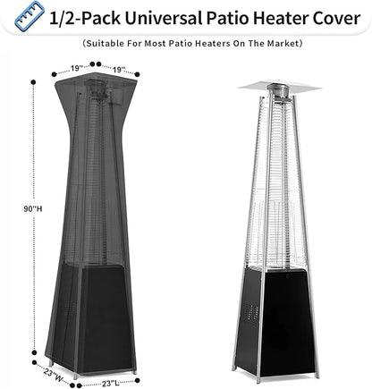 OutdoorLines Waterproof Outdoor Patio Heater Covers with Zipper and Storage Bag, Dust-proof UV-Resistant Windproof Propane Heavy Duty Heater Cover for Standing Heater, 1 Pack-90Hx23Lx23W inch Black