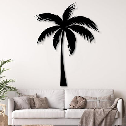 rumloch Metal Palm Tree Wall Decor,Large Tropical Palm Tree Metal Wall Art for Living Room,Outdoor Wall Decorations for House (31"×25", White)