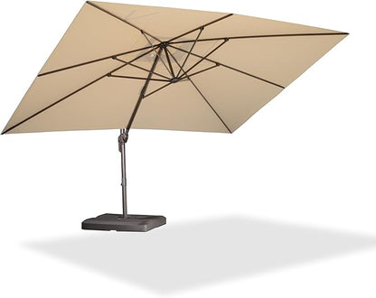 PURPLE LEAF 10' X 13' Patio Cantilever Umbrella Rectangle Umbrella Outdoor with Aluminum Offset Hanging and 360° Rotation for Pool Garden Deck Patio, Beige