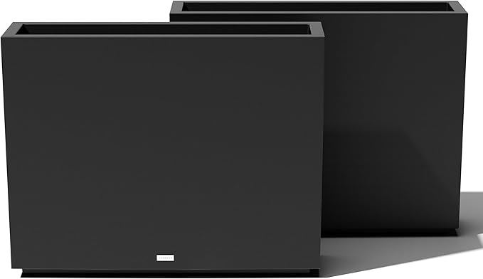 Veradek Block Series Span Plastic Planter - Tall Rectangular Planter for Indoor or Outdoor Patio/Porch | Durable All-Weather with Removable Insert Bucket | Modern Design for Plants, Flowers(2 Pack)