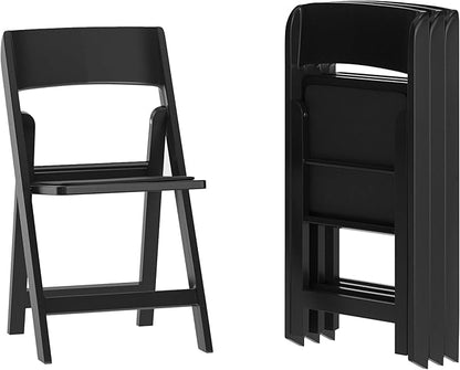 Flash Furniture Hercules Tucker Commercial Black Resin Folding Chair - Lightweight, Vinyl Padded Removable Seat, Indoor Outdoor Use, Event & Wedding Ready, Set of 4