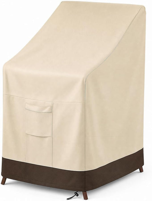 Vailge Stackable Patio Chair Cover,100% Waterproof Outdoor Chair Cover, Heavy Duty Lawn Patio Furniture Covers,Fits for 4-6 Stackable Dining Chairs,36"Lx28"Wx47"H,Beige&Brown