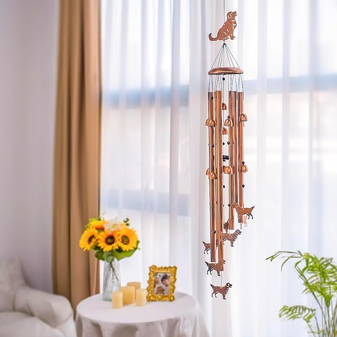 Extra Large Golden Retriever Wind Chimes Outdoor Dog Gifts for Women Mom Men Dad Birthday Gifts Metal WindChimes for Outside/Indoors, Patio, Lawn, Yard, Home Decor, Outdoor Decor, Garden Decorations