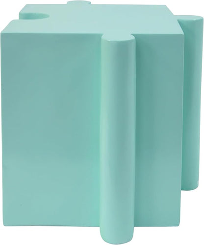 Christopher Knight Home Daton 3 Piece Interlocking Outdoor Side Table Set, Modular Lightweight Concrete Coffee Table, Convertible MGO End Table for Indoor&Outdoor, Creative Set Up,Sky Blue+Mint Green