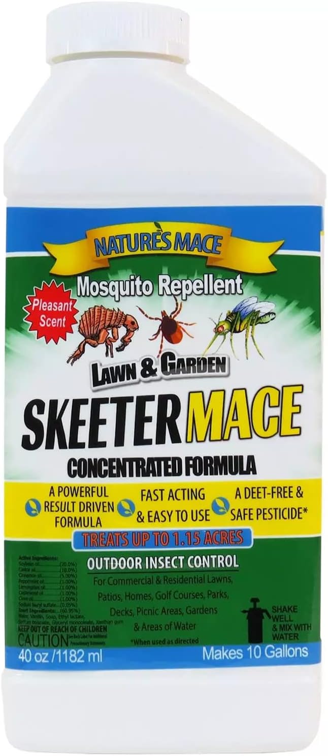 Nature’s MACE Skeeter Pest Repellent Spray - Safe for Pet and Plants, Outdoor Repellent Pest Control, Yard Protection Insect and Spider Barrier Treatment Essential Oil Formula Fresh Scent - 40oz