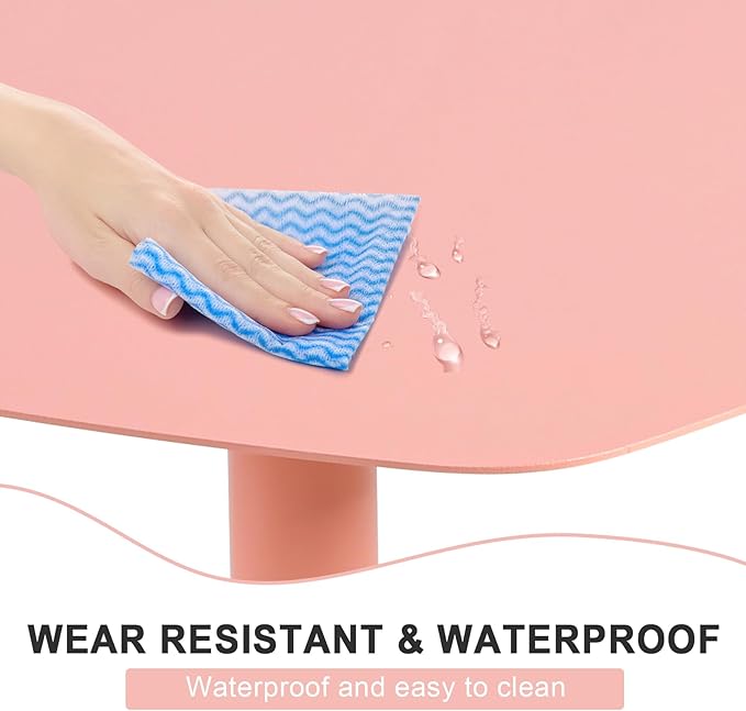 C Table End Table,Tray Metal Sofa Side Table, Accent Coffee Table, Waterproof and Anti-Rust Outdoor&Indoor Snack Table (Model B, Pink)