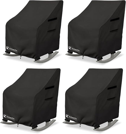 Outdoor Rocking Chair Cover 4 Pack,Heavy Duty Waterproof Patio Rocking Chairs Cover for 27" W x 34" D x 45" H Presidential Rocking Chair,Black