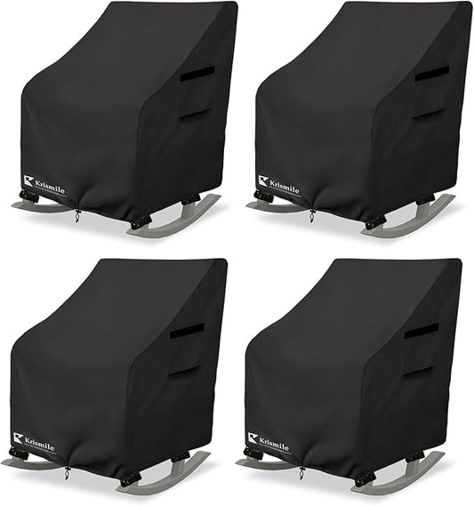 Outdoor Rocking Chair Cover 4 Pack,Heavy Duty Waterproof Patio Rocking Chairs Cover for 27" W x 34" D x 45" H Presidential Rocking Chair,Black