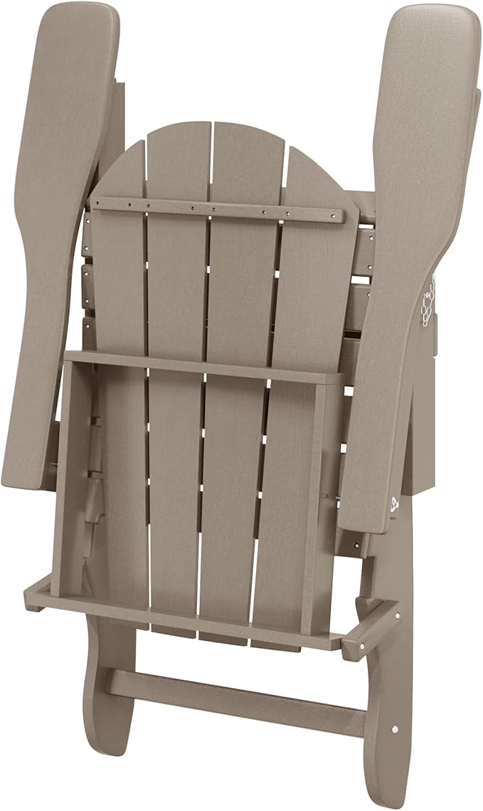 Westin Outdoors Laguna WO Home Outdoor Adirondack Folding Chair Lounger Seat Traditional Retro Home Furniture for Beach, Balcony, Backyard, Lawn, Patio, Pool, Deck, Garden (Weathered Wood)