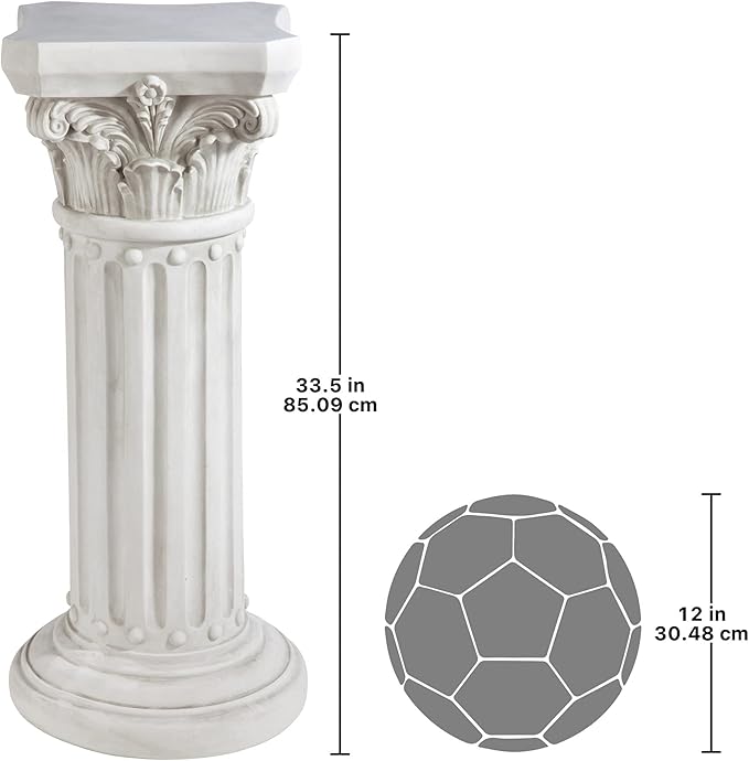 Design Toscano Athena Corinthian Furniture Pedestal Column Plant Stand, 16 Inches Wide, 16 Inches Deep, 33 Inches High, Handcast Polyresin, Antique Stone Finish