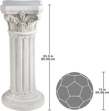 Design Toscano Athena Corinthian Furniture Pedestal Column Plant Stand, 16 Inches Wide, 16 Inches Deep, 33 Inches High, Handcast Polyresin, Antique Stone Finish