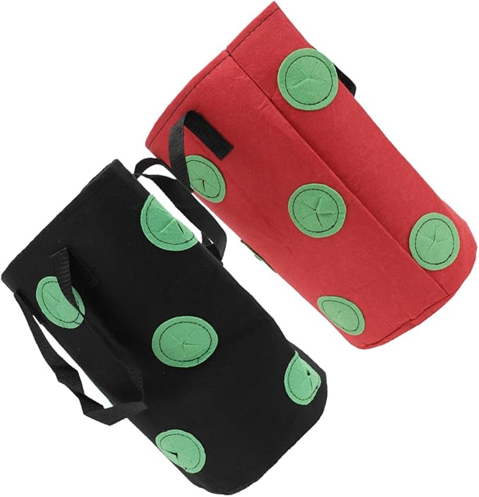 TOYANDONA 2pcs Vertical Hanging Strawberry Planting Bags 12-Pocket Non-Woven Fabric Planters for Outdoor Gardening, Vegetable and Tomato Nursery Grow Bags Multi-Hole Design