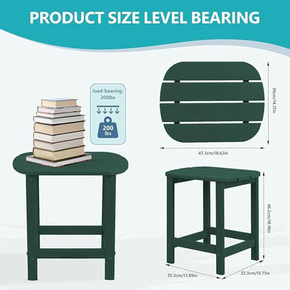 Adirondack Square Outdoor Side Table,2-Tier Storage Patio Side Table with Weatherproof HDPE Material Low