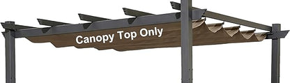 Pergola Shade Cover Replacement Canopy Top Compatible with 10 X 10 ft 6-Bar Pergola Frames - Brown (Canopy Size 116" W x 95" L, Canopy Top Only)