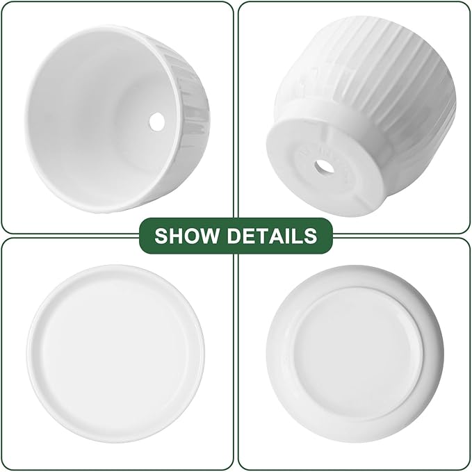 Ceramic Plant Pots,6.7 Inch,Set of 2,Planters with Drainage Hole and Saucer,Flower pots for Indoor Plants,Modern Design(Pure White,2 Pack)