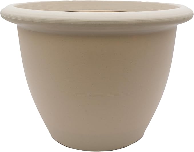 The HC Companies Sevilla Flower Planters - Durable Outdoor & Indoor Planter - Round Lightweight Self Watering Plant Pots for Herbs & More (12" Cottage Stone, Pack of 1)