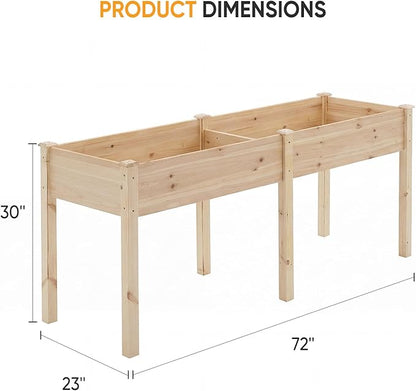 NEWBULIG Raised Garden Bed with Legs 72x23x30in,Elevated Wood Planter Box Stand for Outdoors Garden Balcony Courtyard, Natural Wood 600 Pound Capacity for Planting Herbs Flowers Vegetables