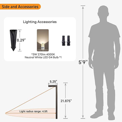Gardenreet Waterproof Low Voltage Walkway Lights, Brass Outdoor Pathway Light, IP65 LED Bronze L Shape Sideway Lamp for Driveway Backyard Patio with 3W 270LM 4000K G4 Bulb 12 Pack