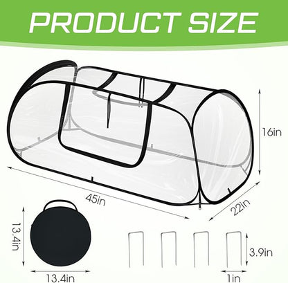 2 Pack Garden Covers for Raised Bed Foldable Clear PVC Greenhouse for Freeze Protection Row Plants Cover Accelerator with Zipper Door 45'' x 22'' x 16'' Protection Vegetable Fruit from Animal