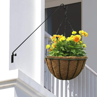 MIXXIDEA Heavy Duty Extended Reach Wall Mounted Deck Hook Wall Pole,Bracket Direction and Length Adjustable Plant Bracket for Bird Feeders, Planters, Suet Baskets, Lanterns, Wind Chimes,Black
