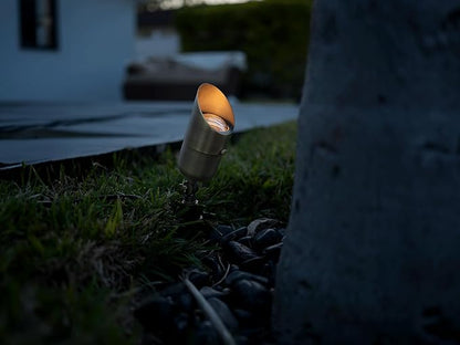 12V LogiSpot Brass Outdoor Spotlight (Bronze) for Low Voltage Landscape Lighting of Yard, Lawn, Garden, Patio, Trees & House