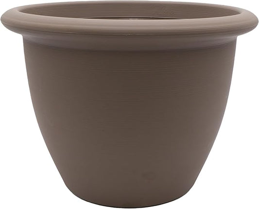 The HC Companies Sevilla Flower Planters - Durable Outdoor & Indoor Planter - Round Lightweight Self Watering Plant Pots for Herbs & More (16" Cappuccino, Pack of 1)