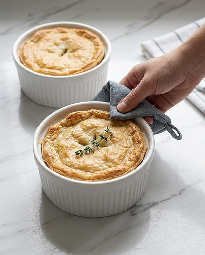 Delling Large Ramekins 32 Oz Oven Safe/Soup Bowls, 1 Quart Serving Bowls Ceramic Round for Baking, Salad, Pasta, Creme Brulee, Souffle Dish, Pot Pie