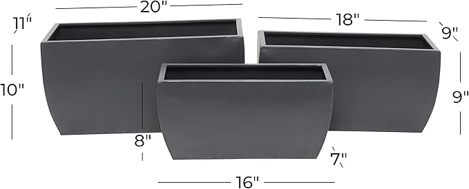CosmoLiving by Cosmopolitan Metal Indoor Outdoor Planter, Set of 3 20", 18", 16"W, Gray