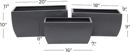 CosmoLiving by Cosmopolitan Metal Indoor Outdoor Planter, Set of 3 20", 18", 16"W, Gray