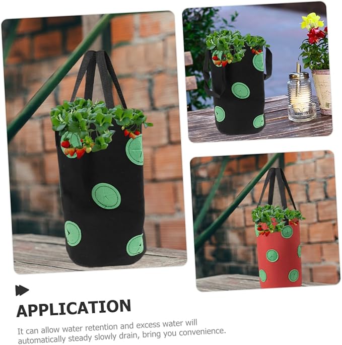 TOYANDONA 2pcs Vertical Hanging Strawberry Planting Bags 12-Pocket Non-Woven Fabric Planters for Outdoor Gardening, Vegetable and Tomato Nursery Grow Bags Multi-Hole Design