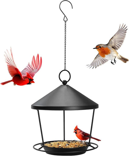 Bird Feeder for Outdoor Hanging,Hanging Bird Feeder with Roof,Elegant Garden Sculpture with Multi-Use Bird Bath and Feeder with Chain and Hook,Creative Decor for Patio Balcony Yard Home (M)