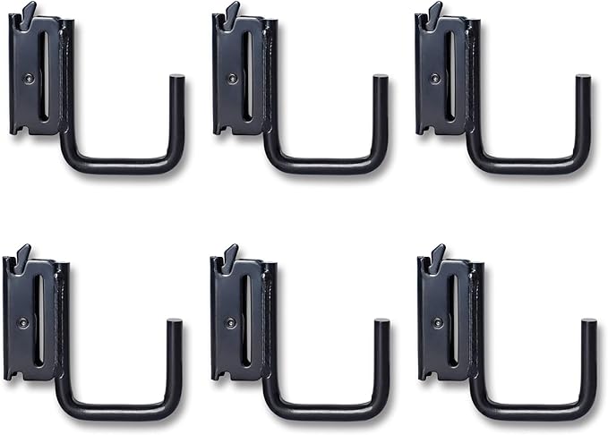 6 Pack 2" E Track J Hooks Heavy Duty Black Steel E-Track Tie Down Accessories for Box Truck, Enclosed Trailer, Garage, Vans, Warehouse, Workshop