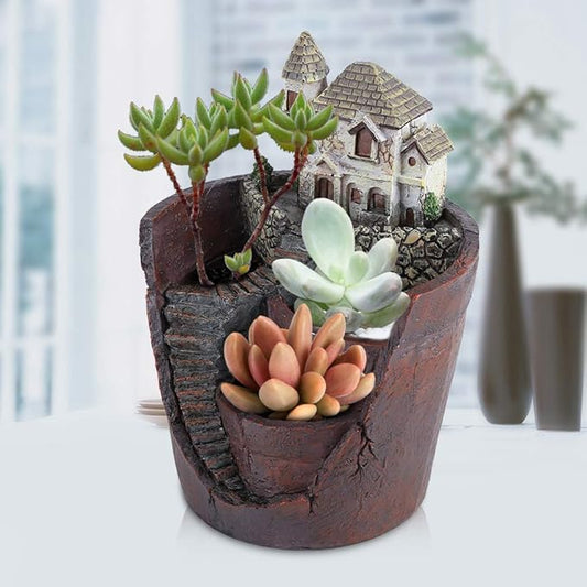 Succulent Plant Pot Container Herb Flower Basket Planter Home Garden Decor, Sky Garden Planter Herb Flower Cactus Succulent Plant Resin Pot Box Container(Cottages)
