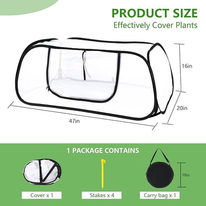 Pop Up Garden Mesh Plant Cover for Raised Beds, 47x20x16 Inch Outdoor Mesh Enclosure with Side Window & 4 Ground Stakes, Protects Fruits, Vegetables, Seedlings & Herbs (1 Pcs (47x20x16 Inch))