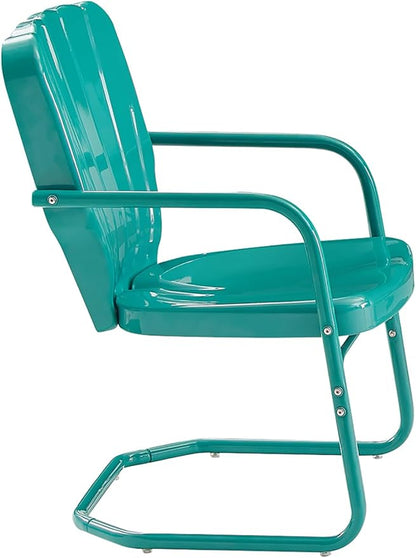 Crosley Furniture Ridgeland 2-Piece Outdoor Chair Set, Retro Metal Patio Chairs for Dining, Porch, Deck, Turquoise