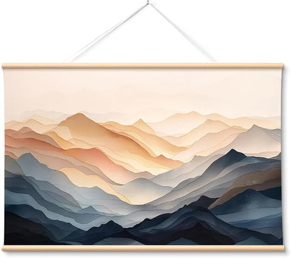 VIYYIEA Extra Large Canvas Wall Art, 36x54 Inch Abstract Mountain Landscape, Modern Neutral Nature Wall Decor for Living Room or Bedroom, Above Sofa