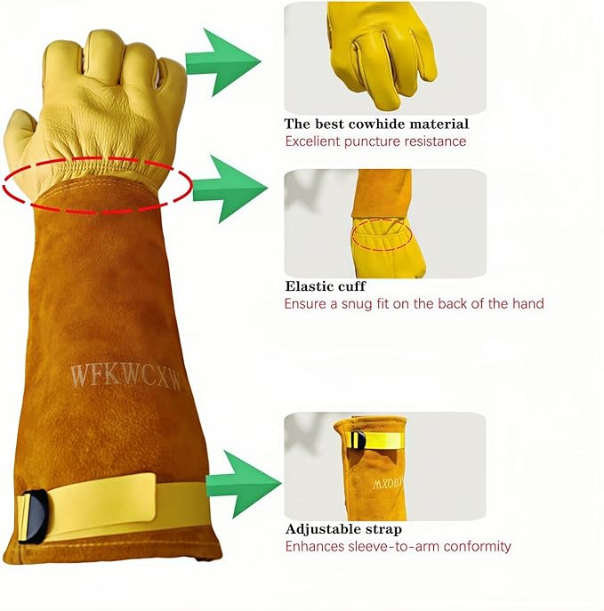 Womens/Mens Gardening Gloves for Rose and Cactus Handling,Cow Leather Garden Gloves Women/Men Thorn Proof