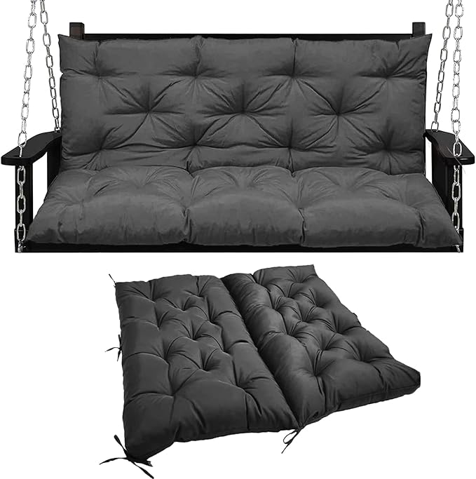 Swing Replacement Seat Cushions, 2-3 Seater Bench Cushions for Outdoor Furnitur with Backrest, Garden Recliner Seat Cushions Waterproof Sofa Pads (Dark Gray, 71x40in)