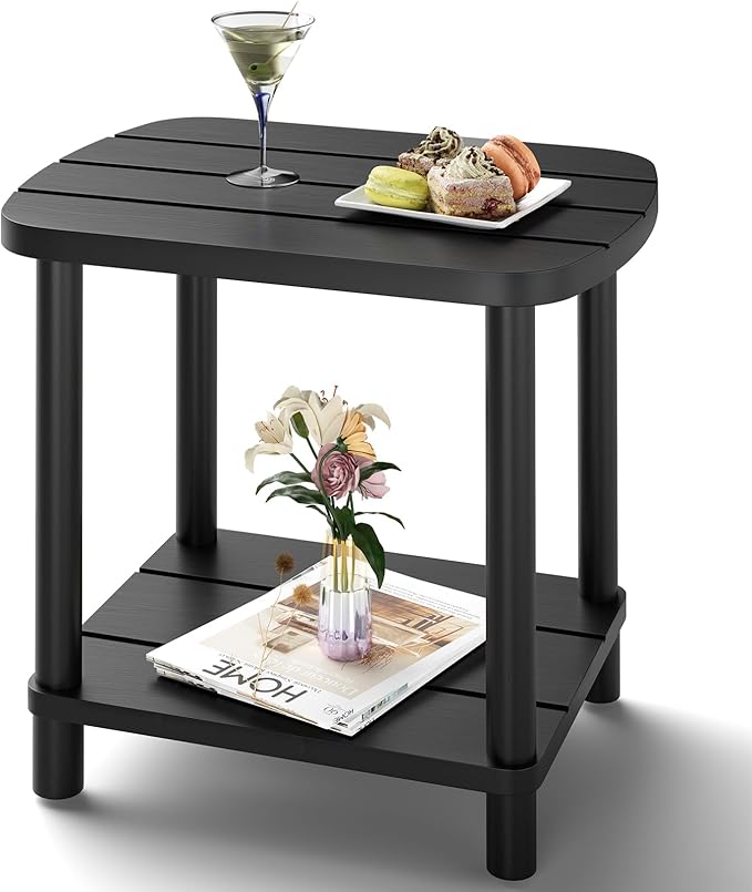 LEJANEOYE Outdoor Side Table, Adirondack Outdoor Patio Table, Bamboo Small Patio End Tables for Pool, Porch, Backyard, Bathroom and Indoor. Weather Resistant