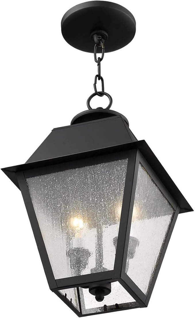 Livex Lighting 2167-04 Mansfield 2-Light Outdoor Hanging Lantern, Black