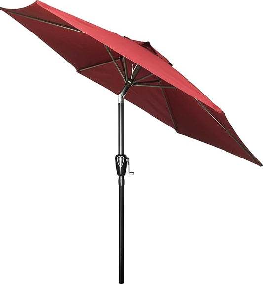 Simple Deluxe 7.5' Patio Umbrella Outdoor Table Market Yard Umbrella with 6 Sturdy Ribs for Backyard, Pool, Garden, Deck, Red